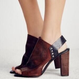 Free People Picture This Heel Leather Mule Slingback Sandal size 39 EU 8.5 US